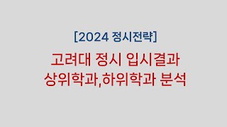 2024정시 고려대 2023 정시 입시결과 상위학과 하위학과 [upl. by Rramo]