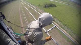 Helicopter Lineman  BareHanding 345000 volts [upl. by Shepard]