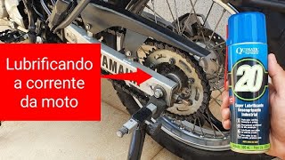 Lubrificando a corrente da moto  Aumente a vida útil [upl. by Essyla]