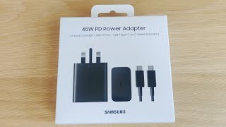 Official Samsung 45W PD charger and 5A cable unboxing [upl. by Leor]