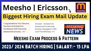 Meesho Hiring Exam Update  Exam Process amp Pattern  NextLevel Screening Round  2023 2024 BATCH [upl. by Adnael]