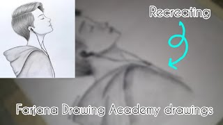 I Recreated drawing of Farjana Drawing Academy  How to draw a boy with earphones [upl. by Adnileb]