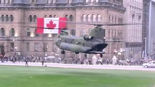 Chinook landing on Parliament Hill [upl. by Ahsirek]