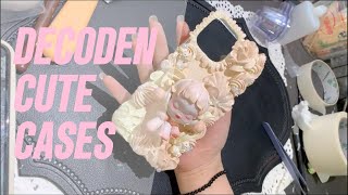 Decoden cute phone case for girls Customized handmade process compilation diy whipped cream glue [upl. by Noiraa766]