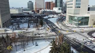 Ottawa Drone view northbound of intersection Laurier Ave and Nicholas St 212022 [upl. by Fariss]