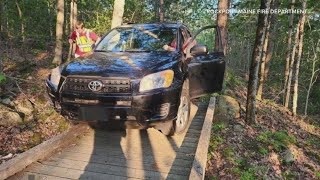 Rockport rescue crews recover SUV that got stuck on a mountain bike trail [upl. by Flyn]