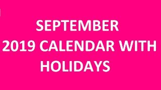 September 2019 Calendar With Holidays Festivals Observances Events [upl. by Harras]