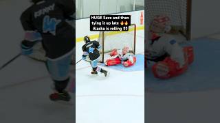 Alaska All Stars with the big save AND goal 👏🏒 hockey [upl. by Bibi]