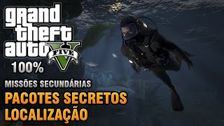 GTA V  Pacotes Secretos  Localização  Missões Secundárias Detonado 100 Ouro [upl. by Twyla]