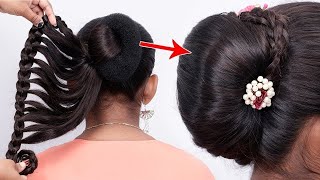 Stylish Bun Hairstyle for lehenga  Easy Bun Hairstyles  Hairstyle for party  Beautiful Hairstyles [upl. by Atter]