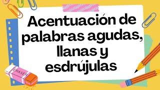 Acentuación de las palabras AGUDAS LLANAS y ESDRÚJULAS Vídeos educativos para niños [upl. by Allare]