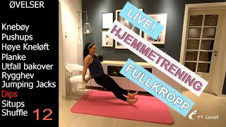 LIVE Hjemmetrening  Sirkeltrening Fullkropp 50 min [upl. by Seyler930]