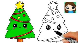 How to Draw a Christmas Tree and Star EASY and Cute [upl. by Currier253]