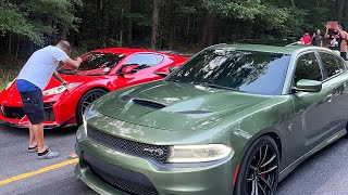 HELLCAT VS C8 CORVETTE Z06  STREET RACING Back to back [upl. by Jaimie]