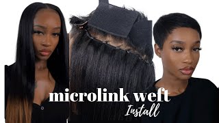 How To Detailed Microlink Weft Extensions On My Short Hair  Curls Queen [upl. by Sadoff96]