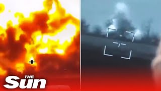 Ukrainians ambush and blow up Russian tanks with laserguided missiles [upl. by Thomasina]