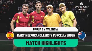 MartinezGranollers v EbdenPurcell Highlights  Spain v Australia Davis Cup 2024 Finals Group Stage [upl. by Ennairrac]