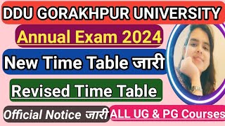 DDUAnnual Exam 2024New Time table outRevised Time table जारीAll UGamp PG Courses [upl. by Rourke]