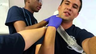 Bandaging a laceration on the neck EMT 216 [upl. by Jenilee]