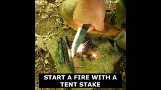 Emergency Fire from a Plastic Tent Stake Use This Hack and Live [upl. by Alliw]