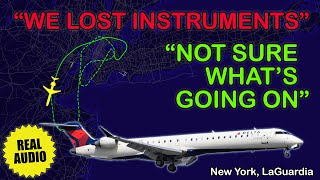 Instruments failure “No heading capability” Endeavor CRJ9 returned to LaGuardia Real ATC [upl. by Notxarb]