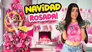 ARMÉ una NAVIDAD SOLO de COLOR ROSA💕 Desastre con mi GATITA BEBÉ😨💥  Ani Cat😻 [upl. by Arri]