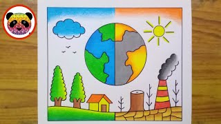 Environment Day Drawing  World Environment Day Drawing  Save Nature Drawing  Environment Drawing [upl. by Ainoda866]