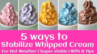 Stable whipped cream frosting for hot weather  5 ways to stabilize whipped cream  Cake frosting [upl. by Pani657]