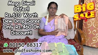 Diwali Offer Rs610 Worth Dew Drop Silver Designer Saree At Just Rs460 Only gladfashions [upl. by Zil262]