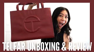 TELFAR UNBOXING amp REVIEW  Oxblood Medium Shopper [upl. by Surad749]