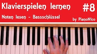 Klavierspielen lernen 8  Noten lesen lernen  Bassschlüssel  HD [upl. by Pandora]