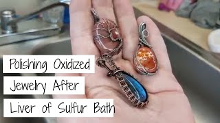 Hand Polishing Pendants After Oxidizing Bath  Wire Wrapped Jewelry [upl. by Shimberg]