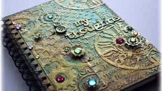 Steampunk Mixed Media Journal Cover Tutorial [upl. by Soph882]