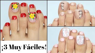 🔴 3 Diseños de Uñas de los Pies Decoradas ¡Fáciles y Bonitas 💅🌸 [upl. by Ornstead410]