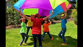 Learn English Colors Parachute Play with Sign Post Kids [upl. by Adnamar]