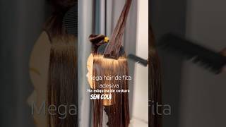 Mega hair de fita adesiva na máquina de costura shorts [upl. by Aidualk]