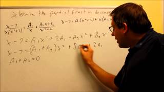 Partial Fraction Decomposition Equating Coefficients Ex 7 [upl. by Wilhelmine]