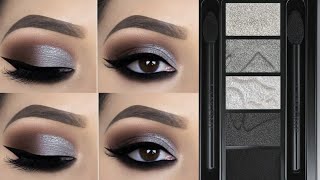 Grey silver Eye Makeup Tutorial for brown black eyes makeup tutorial for beginners [upl. by Ellecrag]