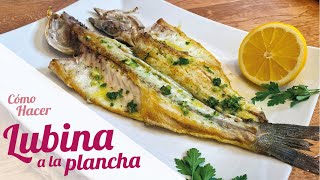 LUBINA A LA PLANCHA con ajo y perejil 🐟 Sin que se pegue [upl. by Aryad]