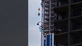 Glass panel installation on a Skyscrapper engineering architecture crane amazing [upl. by Balfour804]