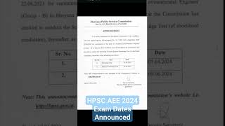 HPSC AEE 2024 Exam Dates Announced [upl. by Melar]