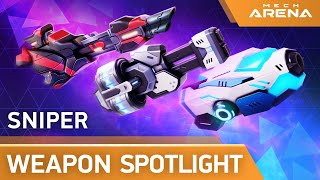 Mech Arena  Weapon Spotlight  Sniper Weapons  Longarm Gauss Rifle Railgun [upl. by Yazbak]