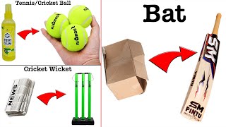 ball bat stamp kaise banaen  how to make cricket kits at home  bat making ball making wicket [upl. by Mohn]