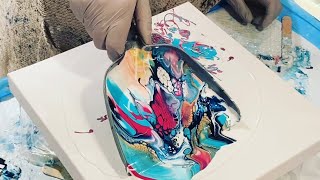 BLOOMIN with a dustpan  Shelee Art Technique  Acrylic Pour [upl. by Stoneman]