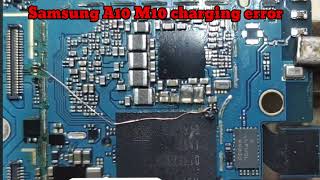 Samsung A10 M10 charging error حل مشكلة الشحن جهاز سامسونج سهم اصفر [upl. by Ahseirej]