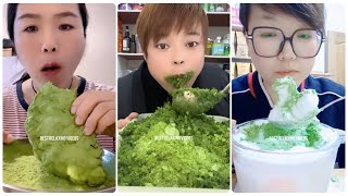 Best matcha green tea powder amp Eating matcha powdered ice amp matcha benefits amp Matcha ice mukbang 5 [upl. by Stauffer]