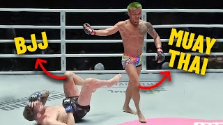 quotGet Upquot 😳 Muay Thai Star OBLITERATES BJJ Practitioner In MMA Fight [upl. by Greabe928]