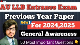 LLB Entrance Exam Previous Year Paper  General Awareness 50 Important Question For Law Entrance [upl. by Enitnatsnoc]