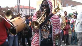 Rebirth Brass Band on St Claude playing for The Dumaine Street Gang 2009 Second Line Parade [upl. by Aihsercal]