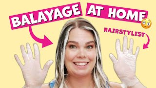 BALAYAGE AT HOME 😳  DIY Highlights [upl. by Towill452]